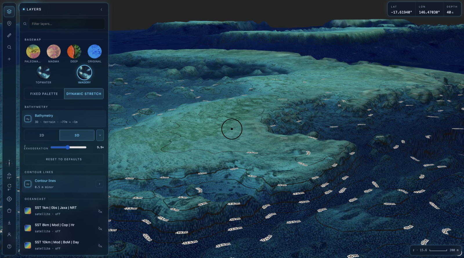 3D terrain with a moderate Z exaggeration setting